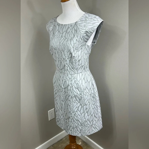Halston haritage pre-owned short sleeve fitted silver lehtg gray dress - Picture 9 of 12